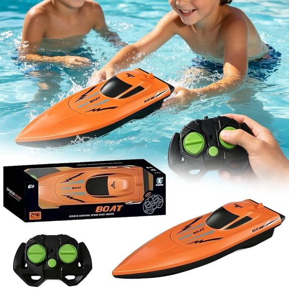 HonestMatter Remote Control Boat for Pool, RC Boats for Adults, High Speed Mini RC Boat with Dual Motors, Auto Course Correction, Sturdy Collision Design, Green