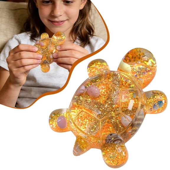 HonestMatter Resin Turtle Mini Quicksand Glitter Seashell Figurine Desktop Decoration for Home Office Entryway Display Calming Visual Accent