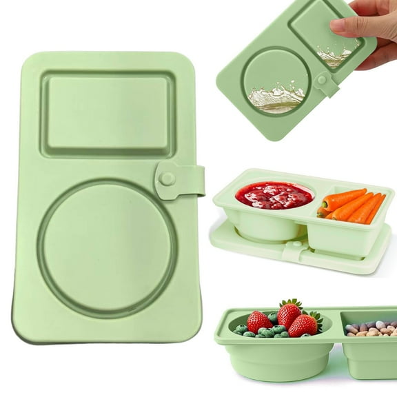 HonestMatter Silicone Reusable Snack Containers with Lids, Double Compartment Snackle Box Containers, Salad Dressing Sauce Seasoning Container, Small Mini Food Snack Boxs for Travel, Office, Picnic