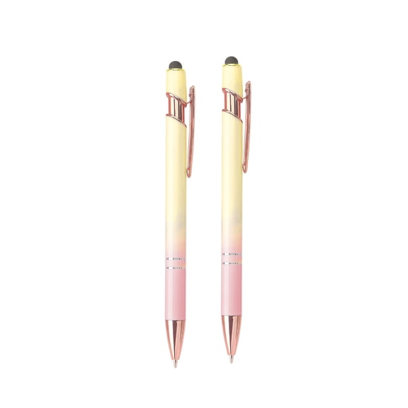 HonestMatter Sleek Clip Design Pen, Multifunctional Tablet Stylus Pen, 2 in 1 Stylus Ballpoint Pen, Durable Construction for Modern Offices, Candy Yellow Pink Gradient