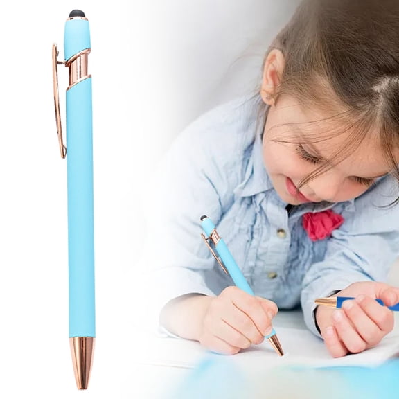 HonestMatter Sleek Lightweight Journaling Pen, Metal Retractable Ballpoint Pen, Aluminum Body Click Pen, Modern Professional Accessory, Light Blue