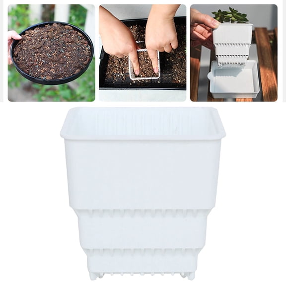 HonestMatter Square Root Canal Bottom Water Tray Seed Starter Tray Plant Tray Plant Water Catcher Tray Breathable Large Diameter Plastic 6 by 6 CM