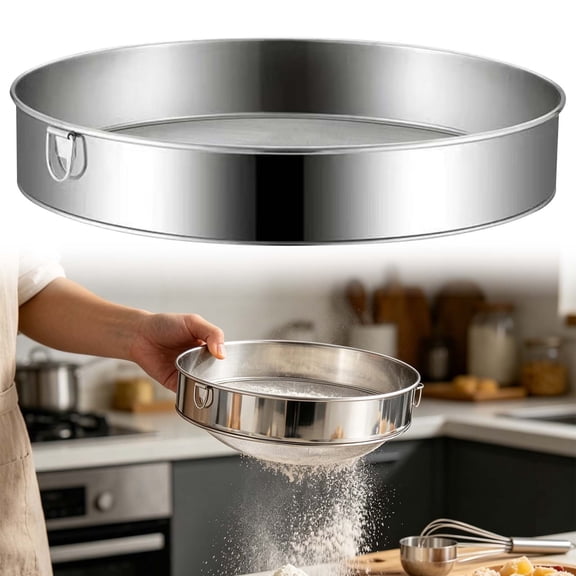 HonestMatter Stainless Steel Flour Sifter, 60 Mesh Fine Strainer for Baking, Small 11.81 Inch Sieve for Kitchen Use with Hanging Loop