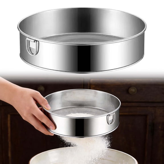 HonestMatter Stainless Steel Flour Sifter, 60 Mesh Fine Strainer for Baking, Small 9.84 Inch Sieve for Kitchen Use with Hanging Loop