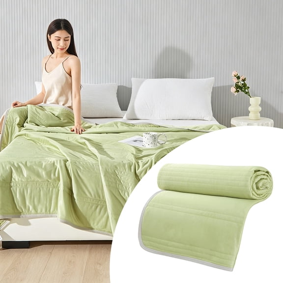 HonestMatter Summer Cooling Blanket, Breathable Lightweight Quilt for Hot Sleepers, Soft Throw Blanket for Bedroom and Travel, 59x39 Inch, Green