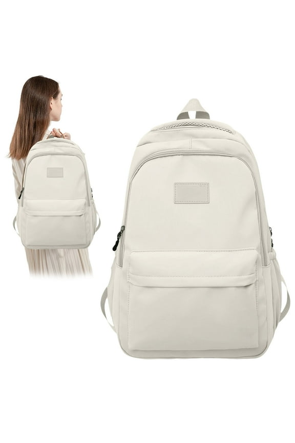 Travel Book Bag, Fashionable Commuter Rucksack, High Capacity Backpack, Water Resistant Fabric, For Short Trips And Work, White