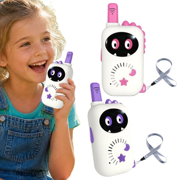 HonestMatter Two Way Radios, Long Range Walkie Talkies with Detachable Lanyard, Portable Outdoor Communication Set for Adventures and Play, Pink/Purple