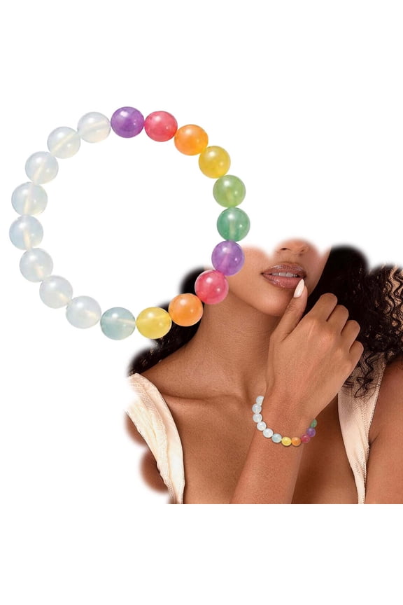 UV Reactive Bracelet, Rainbow Color Changing Beads, Sunlight Activated Stretch Bracelet, Dopamine Jewelry for Women