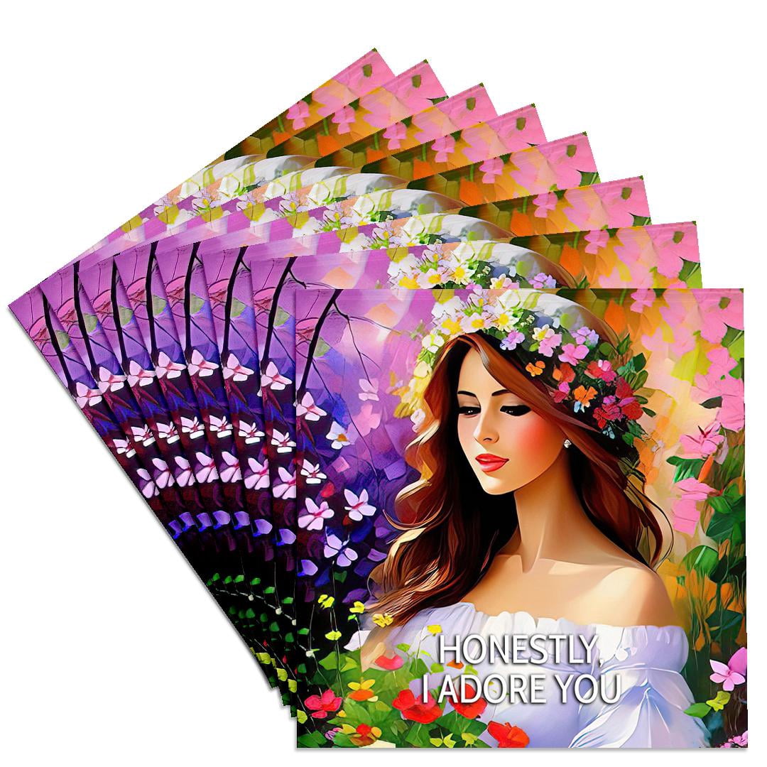 3drose, Honestly, I Adore You. Delightful Young Beauty, Flowers Greeting Card, Set of 8 Ceramic Tile Coasters