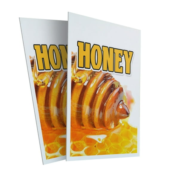 Honey (2-PACK) 24" x 36" Plastic Signs | Sign Insert 4mm Corrugated Plastic Signs Storefront Window Poster