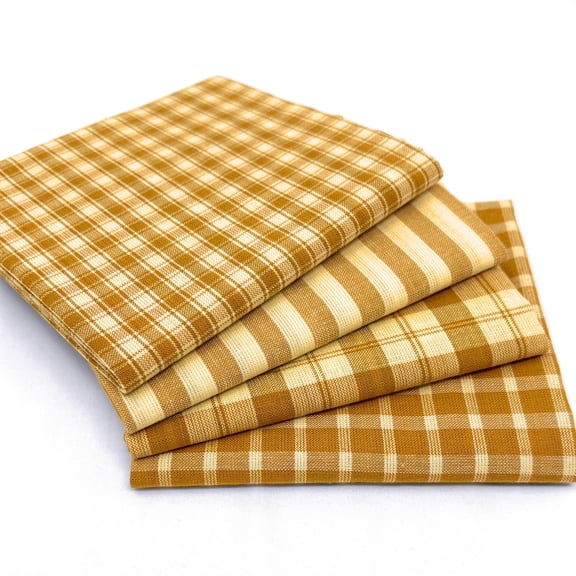 Honey Assorted Plaid Gingham Cotton Fabric Bundle - Set of 4 Fat Quarters by JCS