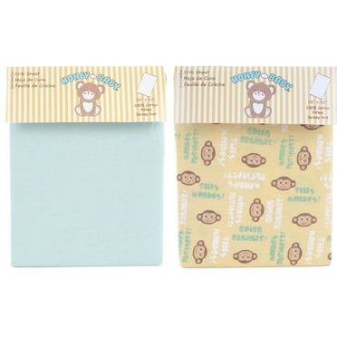 Honey Baby Monkey Toddler Bed or Crib Sheets 2-Pack (100% Cotton)