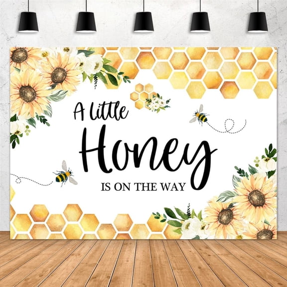 Honey Baby Shower Backdrop a Little Honey is on The Way Sunflower Sweet Honeybee Photography Background Gender Reveal Party Decoration Photo Booth Studio Props Cake Table Banner