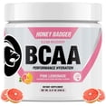 thumbnail image 1 of Honey Badger BCAA Amino Acids Electrolytes Powder, Keto, Vegan, Sugar Free BCAAs + EAA with L-Glutamine for Men & Women, Hydration & Post Workout Muscle Recovery Drink Mix, Pink Lemonade, 30 Servings, 1 of 7