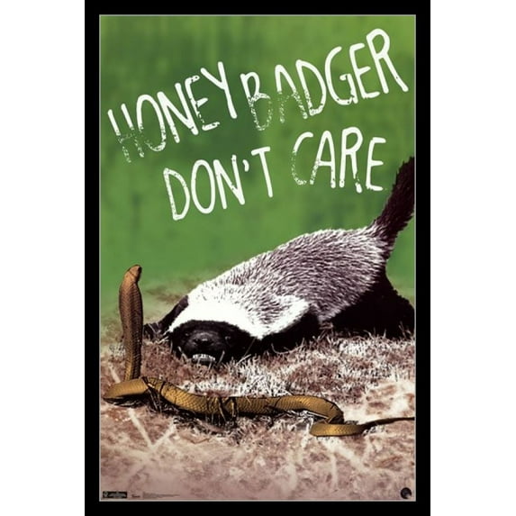 Honey Badger - Don't Care Laminated & Framed Poster Print (24 x 36)