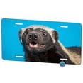 thumbnail image 1 of Honey Badger Face Blue Background Metal Novelty License Plate, 1 of 7