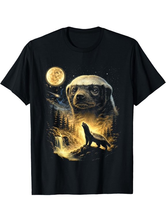 Honey Badger Howling to The Moon Meme Funny 90s Honey Badger unisex T-Shirt