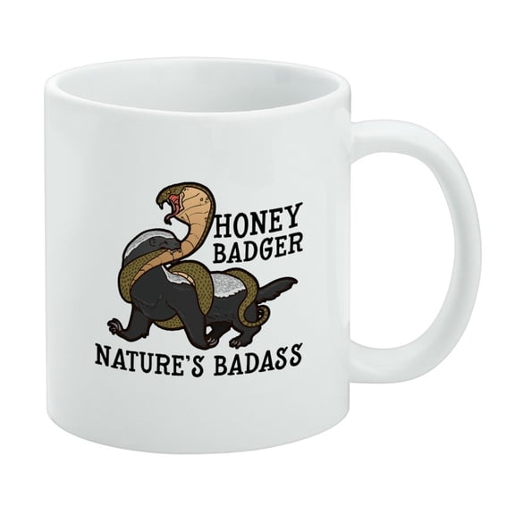 Honey Badger Nature's Badass White Mug