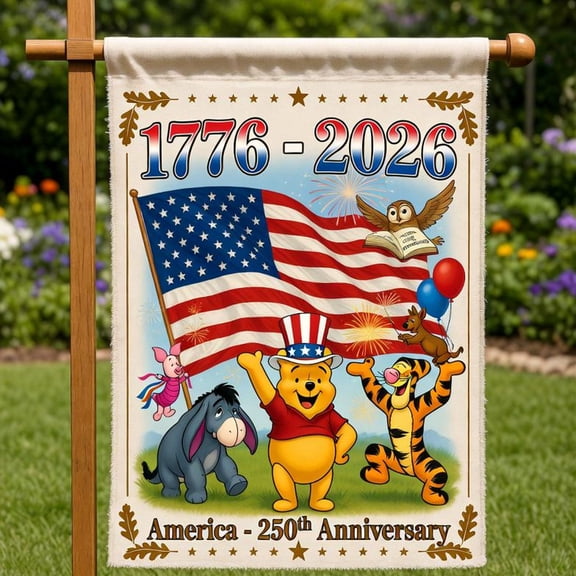 Honey Bear America 250th Anniversary Garden Flag, 1776 2026 US Patriotic Yard Banner, 4th of July Uncle Sam Honey Bear Outdoor House Decor, 1776-2026, Independence Day