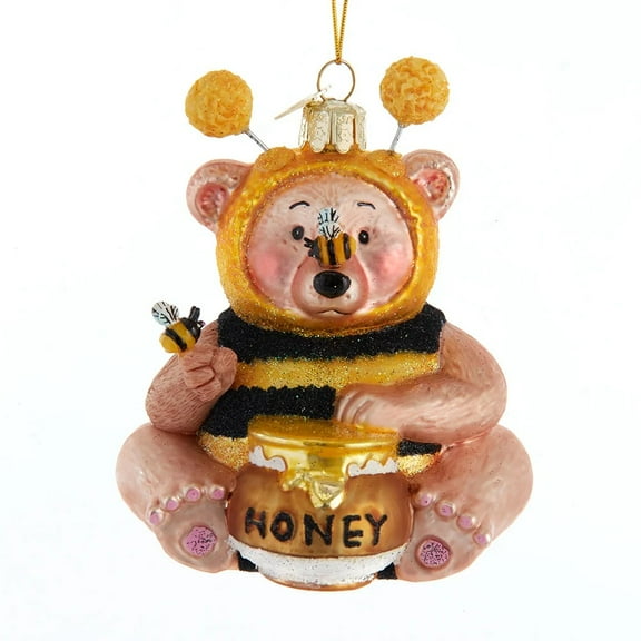 Honey Bear Bumble Bee Glass Ornament Kurt Adler Noble Gems Christmas
