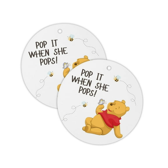 Honey Bear Pop It When She Pops 30pk 2.5 Circle Hang Tag Baby Shower Champagne Drink Label Party Favor Pooh Honey Pot Tiger Piggie