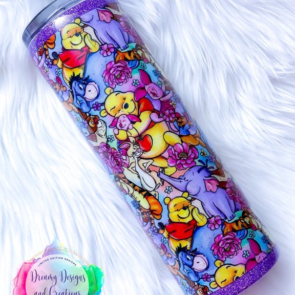Honey Bear Tumbler, Glitter Edges, Custom Water Bottle or Tumbler, 20 oz