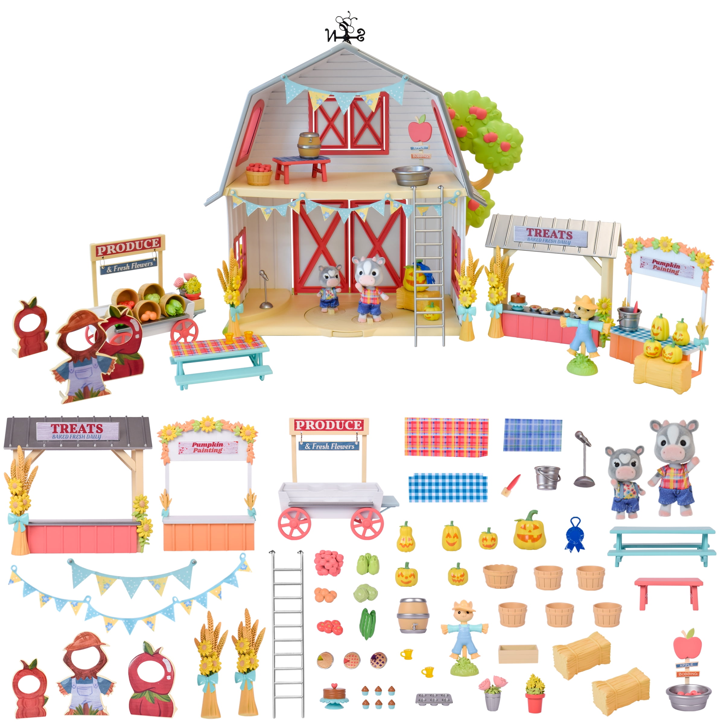 Honey Bee Acres Harvest Festival, Doll Playset with Mini Figures, 62 Pieces, Children Ages 3+