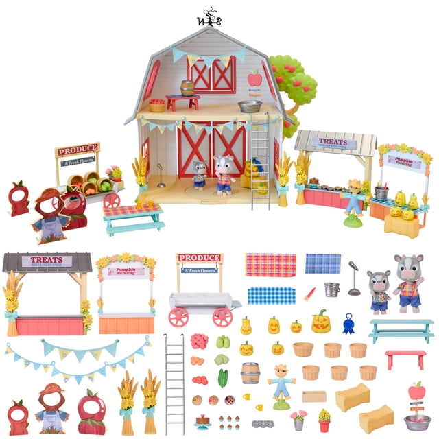 Honey Bee Acres Harvest Festival, Doll Playset with Mini Figures, 62 Pieces, Children Ages 3+