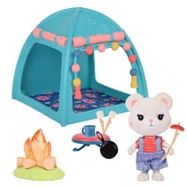 Honey Bee Acres Smores & More Camping Trip, Complete Set with Miniature Doll Figure, 10 Pieces, Children Ages 3+