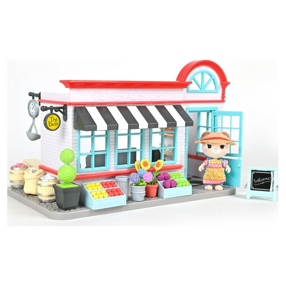 Honey Bee Acres The Buzz General Store - Complete Dollhouse Playset with Miniature Doll Figure, 56 Pieces, Children Ages 3+