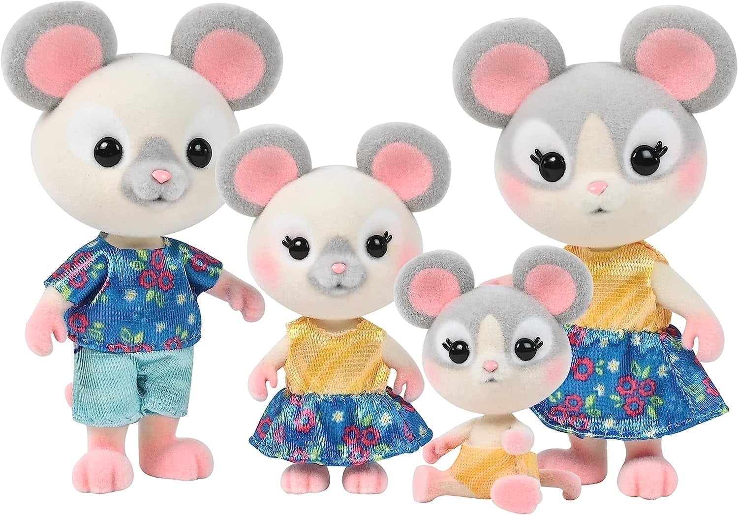 Honey Bee Acres The Cheddars Mouse Family, 4 Miniature Doll