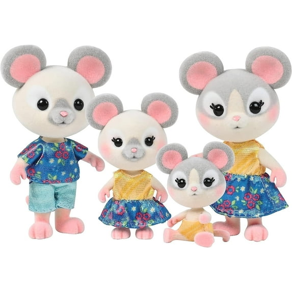 Honey Bee Acres The Cheddars Mouse Family, 4 Miniature Doll Figures, Ages 3 and UP