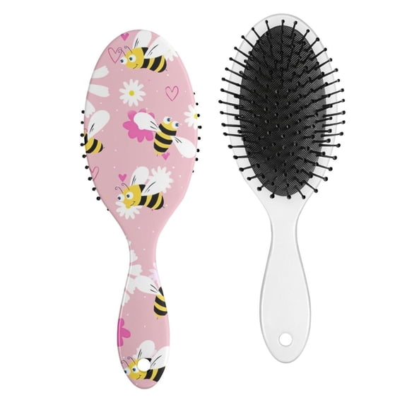 Honey Bee Anti-Frizz Comb - Detangling Brush with Flexible Bristles, Hive Print, Lightweight for Home & Travel