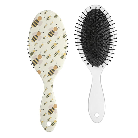 Honey Bee Anti-Frizz Comb - Detangling Brush with Flexible Bristles, Hive Print, Lightweight for Home & Travel