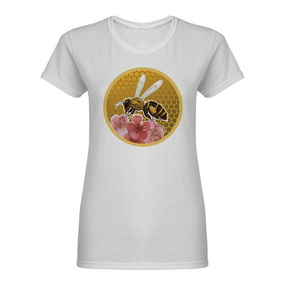 Honey Bee At Honeycomb Shaped Tee Women's -Image by Shutterstock
