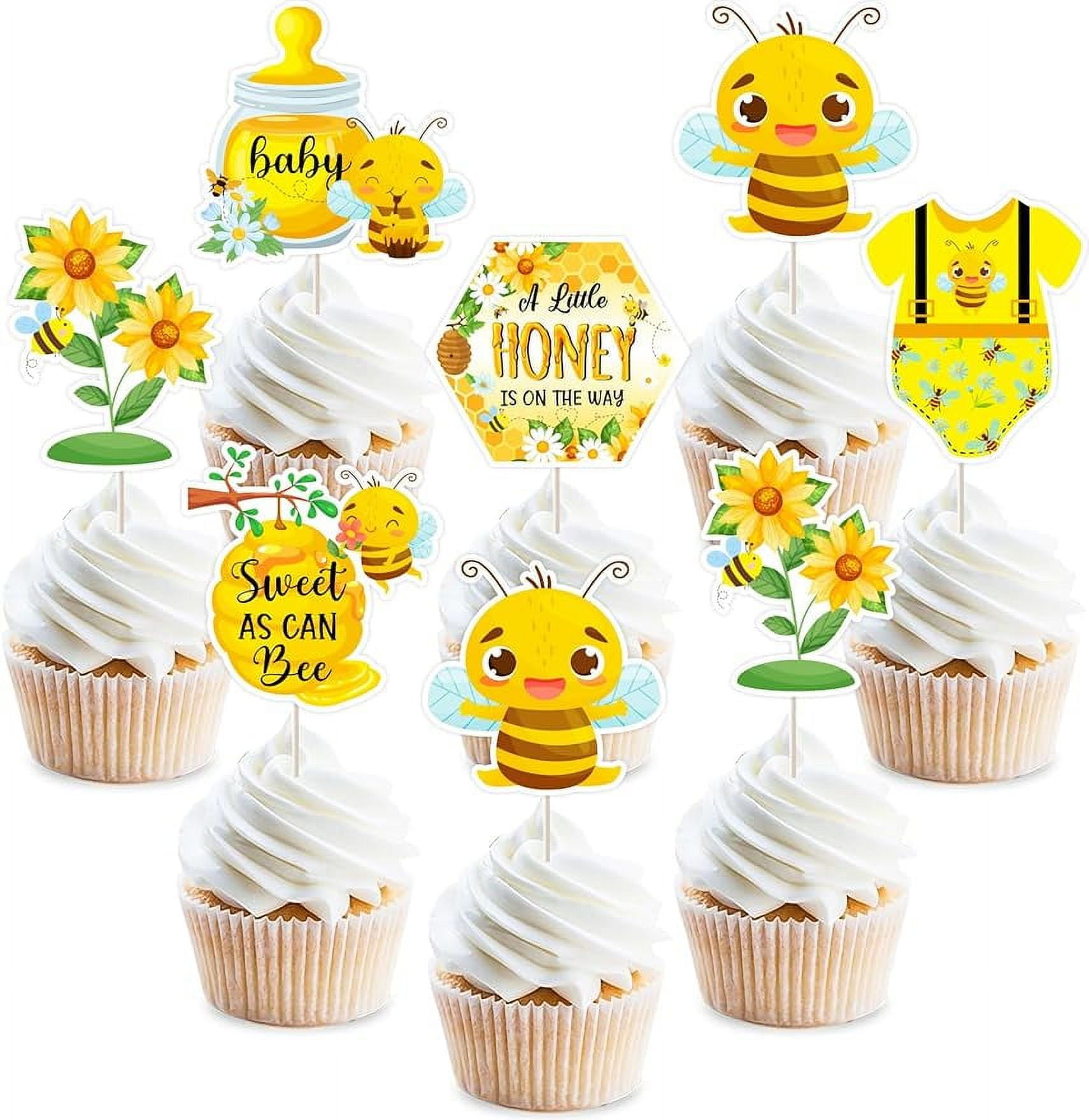 Honey Bee Baby Shower Decorations, 36Pcs Sweet As Can Bee Baby Shower Cupcake Toppers A Little