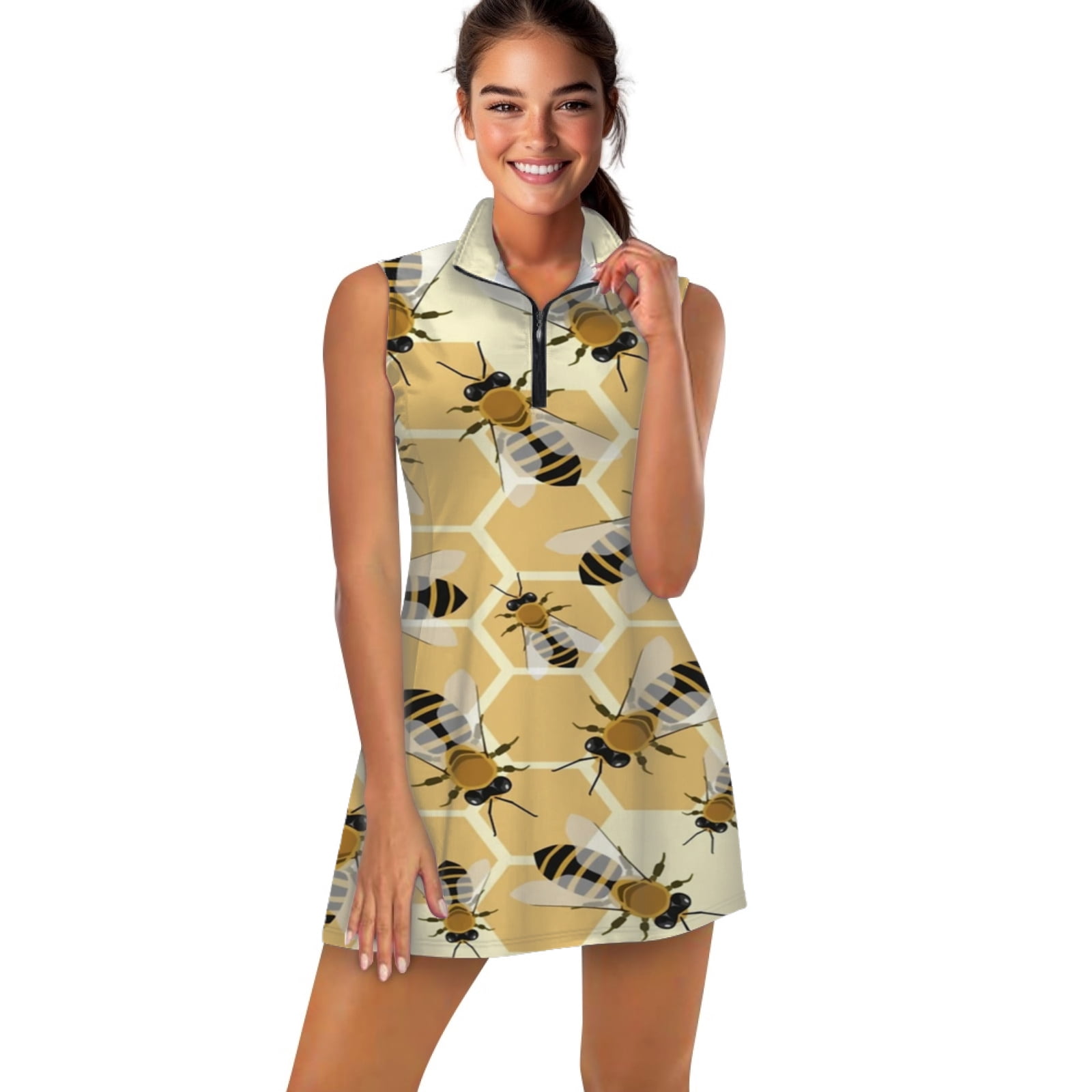 Honey Bee Bee Honeycomb Pattern Sports Dresses Women Tennis Dress