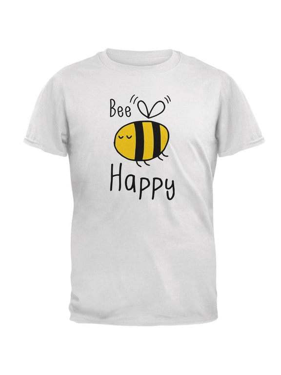 Honey Bee Bees Bee Happy Mens Soft T Shirt White 2XL
