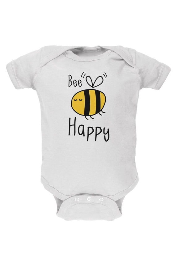 Honey Bee Bees Bee Happy Soft Baby One Piece White 18-24 M