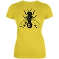 thumbnail image 1 of Honey Bee Bees Woodcut Juniors Soft T Shirt Bright Yellow MD, 1 of 1