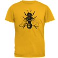 thumbnail image 1 of Honey Bee Bees Woodcut Mens T Shirt Gold 3X-LG, 1 of 1