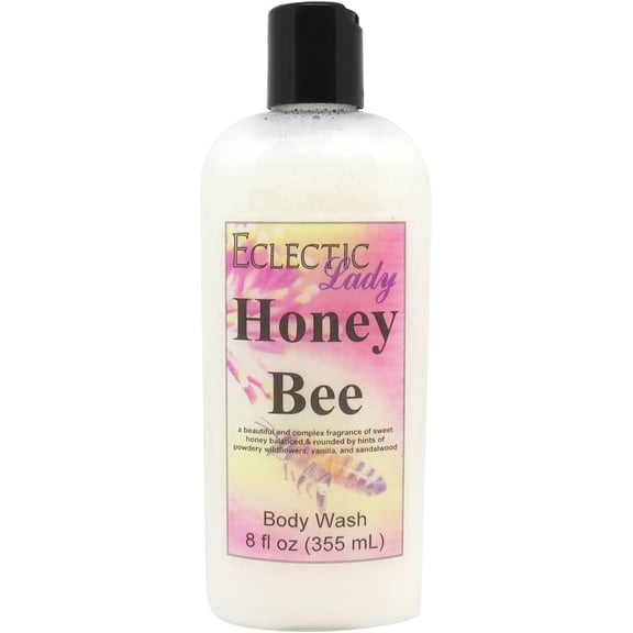 Honey Bee Body Wash by Eclectic Lady, Liquid Shower Gel for Women and Men, 8 Ounces