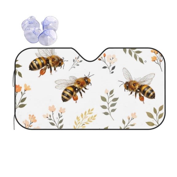 Honey Bee Floral Car Windshield Sun Shade Universal Fit Auto Sun Visor Protector