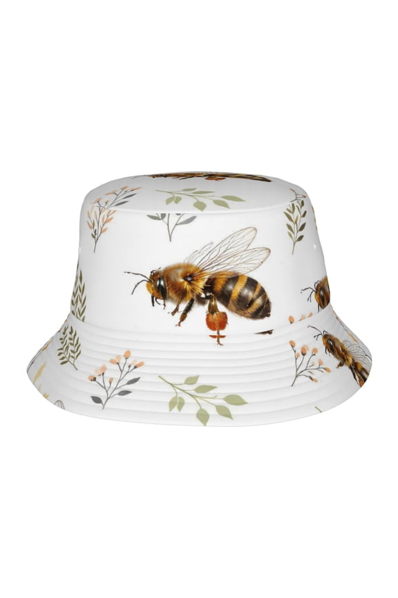 Honey Bee Floral Fisherman's Hat Lightweight and Breathable Sun Hat Suitable for Both Men and Women
