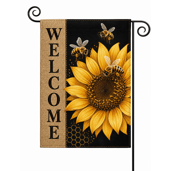 Honey Bee Garden Flag Welcome Sunflower Yard Decor for Porch Patio Entryway