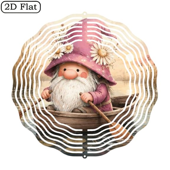 Honey Bee Gnome Wind Spinner 10 Inch Metal Yard Art with Swivel Hook, Floral Accents 360 Rotating Decor, Energy-Free Kinetic Ornament, Indoor Outdoor Relaxing Tones, Unique Holiday Gift, Wind Chime
