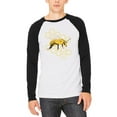 thumbnail image 1 of Honey Bee Honeycomb Outline Mens Long Sleeve Raglan T Shirt White-Black MD, 1 of 1