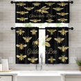 thumbnail image 1 of Honey Bee Kitchen Curtains Golden Black Window Curtains Valance and Tier Set 36 Inch, Summer Rod Pocket Short Tier Curtain for Bedroom Living Room, Modern Small Cafe Kitchen Decor, 1 of 6