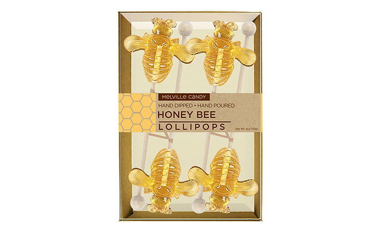 Hard Candy Honey Bumble Bee Lollipop On Wooden Ball Sticks, 5 Count Bag