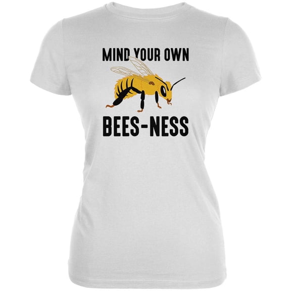 Honey Bee Mind Your Own Bees-ness Business Juniors Soft T Shirt White X-LG